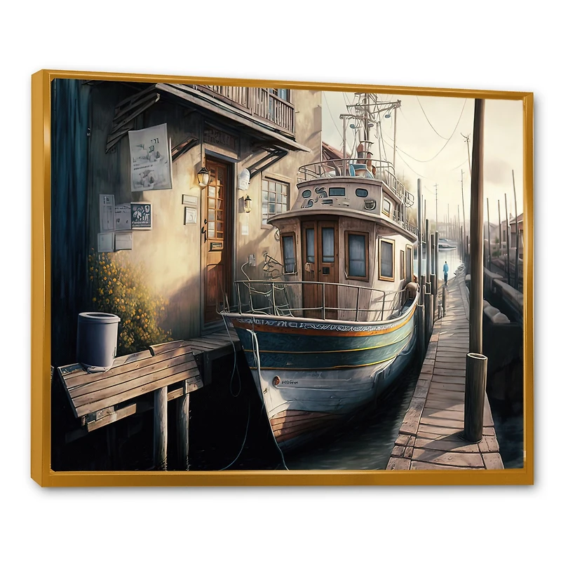 Rustic Port With A Fishing Boat IV Wall Art