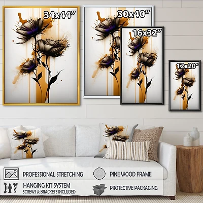 Orange Daisy Flower On Abstract Fusion Wall Art