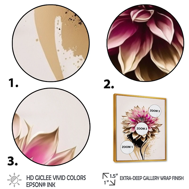 Pink Dahli Flower On Abstract Fusion Wall Art
