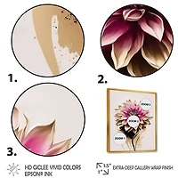 Pink Dahli Flower On Abstract Fusion Wall Art