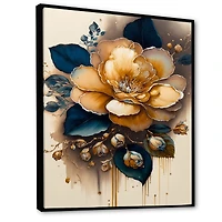 Yellow And Dark Blue Camellia Flower I Wall Art