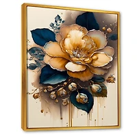 Yellow And Dark Blue Camellia Flower I Wall Art