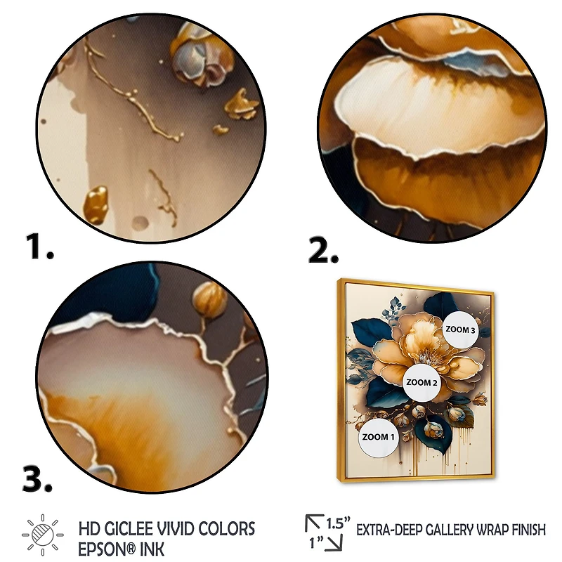 Yellow And Dark Blue Camellia Flower I Wall Art
