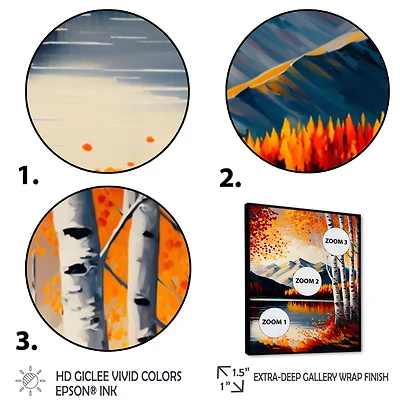 Red And Orange Birch Trees By The Lake V Wall Art