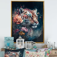 Cute Tiger Floral Art Wall