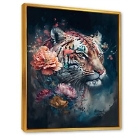 Cute Tiger Floral Art Wall