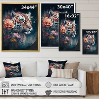 Cute Tiger Floral Art Wall