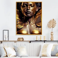 Woman With Black And Gold Butterflies I Wall Art