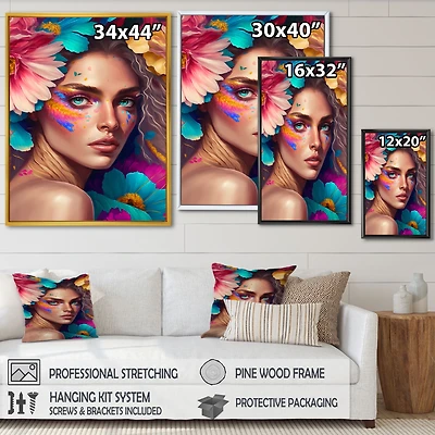 Floral Woman Portrait Wall Art