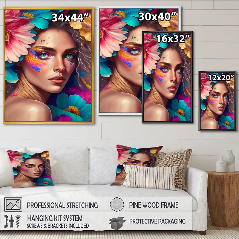 Floral Woman Portrait Wall Art