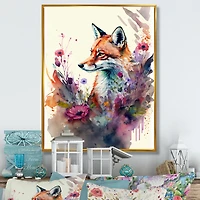 Cute Fox Floral Art Wall