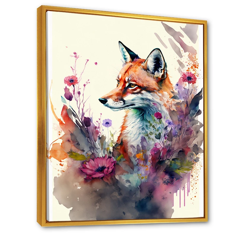 Cute Fox Floral Art Wall