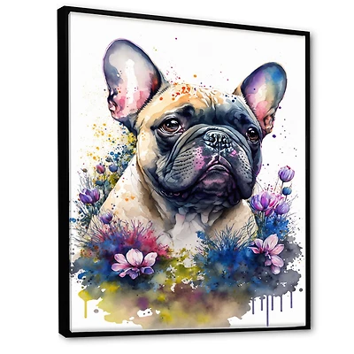 Cute Frenchie Floral Art I Wall