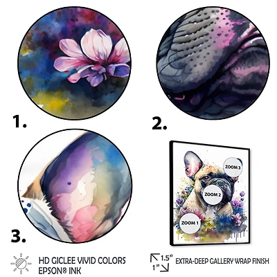 Cute Frenchie Floral Art I Wall