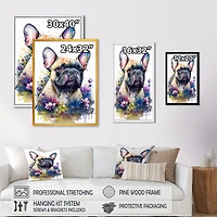 Cute Frenchie Floral Art I Wall