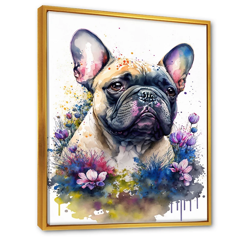 Cute Frenchie Floral Art I Wall
