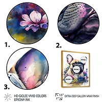 Cute Frenchie Floral Art I Wall