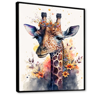 Cute Giraffe Floral Art I Wall