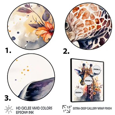 Cute Giraffe Floral Art I Wall