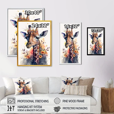 Cute Giraffe Floral Art I Wall