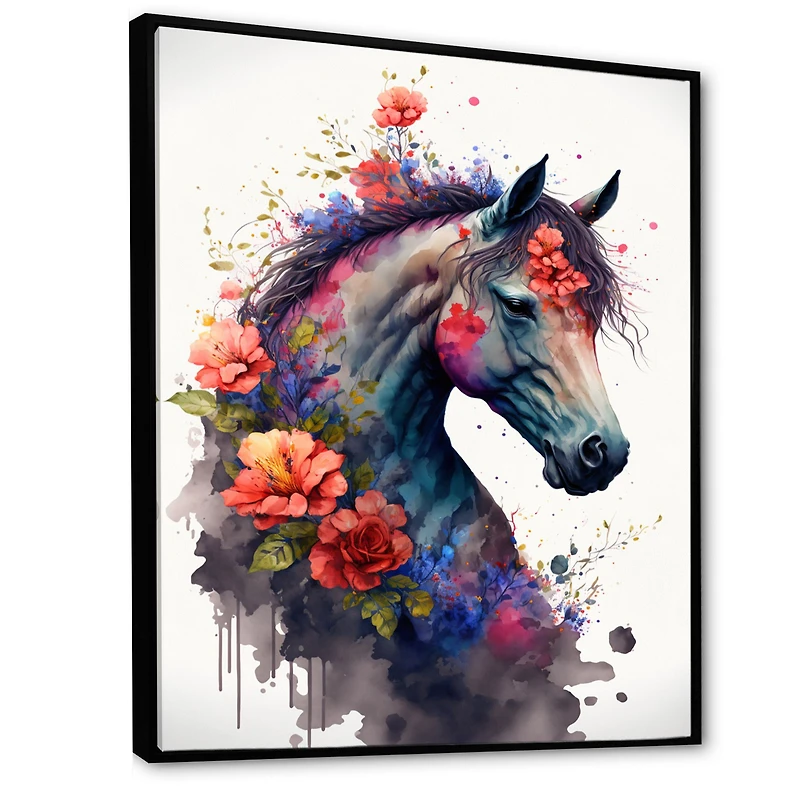 Cute Horse Floral Art I Wall