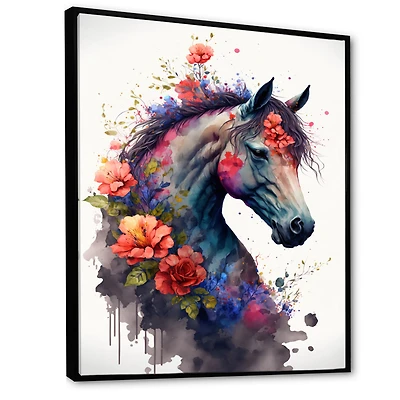 Cute Horse Floral Art I Wall