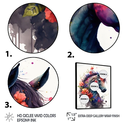 Cute Horse Floral Art I Wall