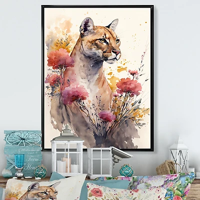 Cute Puma Floral Art Wall