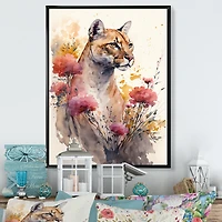 Cute Puma Floral Art Wall
