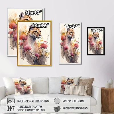 Cute Puma Floral Art Wall