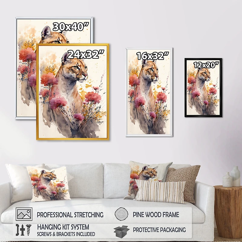 Cute Puma Floral Art Wall