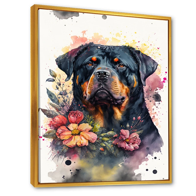 Cute Rottweilers Floral Art I Wall