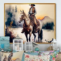 Western Cowboy Riding A Horse Wall Art