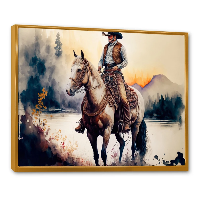 Western Cowboy Riding A Horse Wall Art