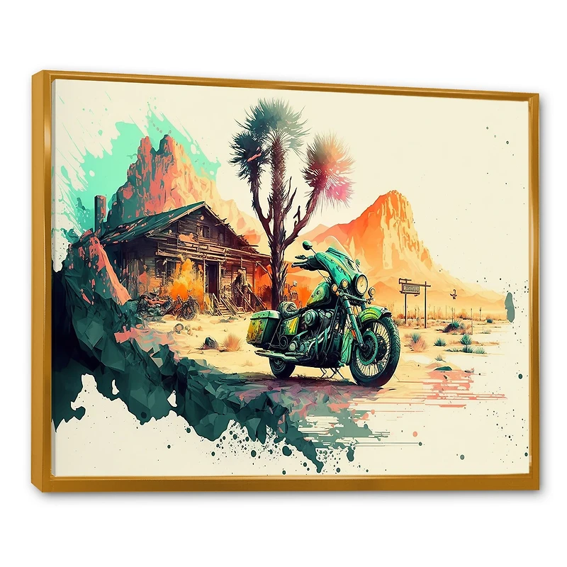 Motocycle On The Side Of Road Wall Art