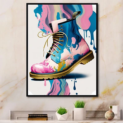 Pink And Blue Art Deco Army Shoes Wall