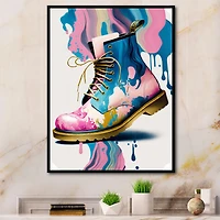 Pink And Blue Art Deco Army Shoes Wall