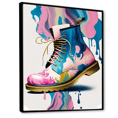 Pink And Blue Art Deco Army Shoes Wall