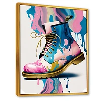 Pink And Blue Art Deco Army Shoes Wall