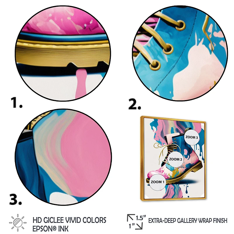 Pink And Blue Art Deco Army Shoes Wall