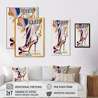 Pink And Blue Art Deco High Heel Boots Wall