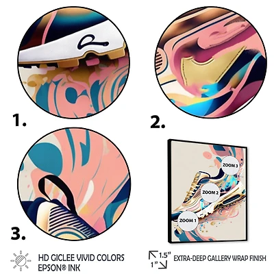 Pink And Blue Art Deco Sport Shoes Wall