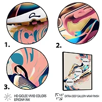 Pink And Blue Art Deco Sport Shoes Wall