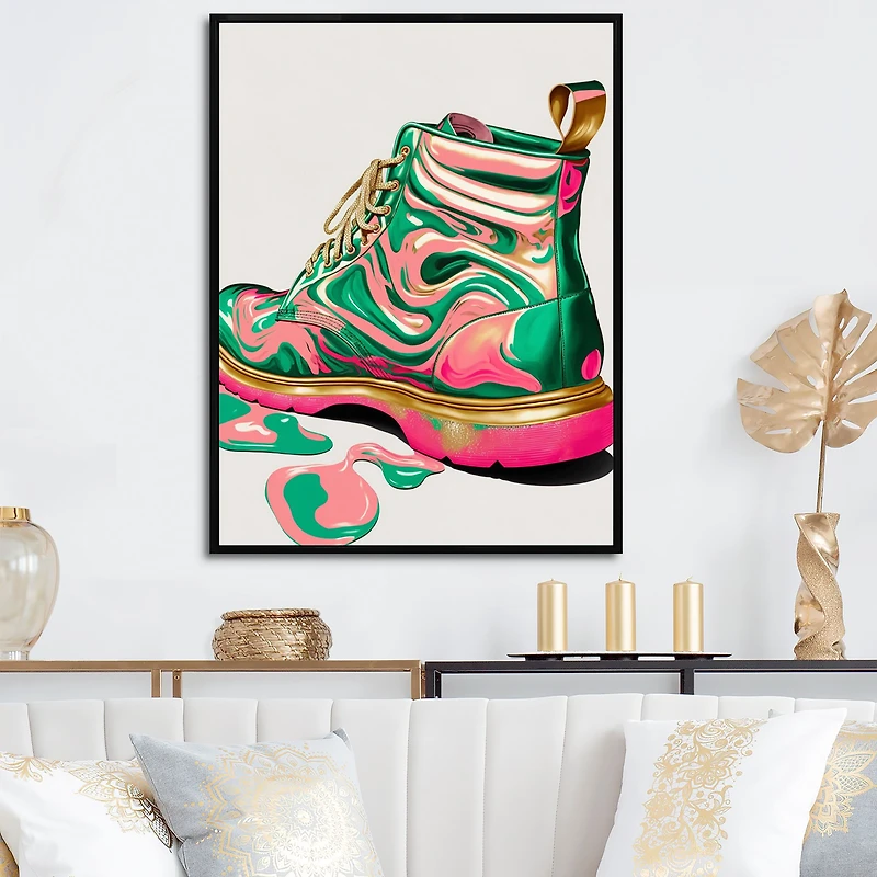 Pink And Green Art Deco Army Shoes Wall