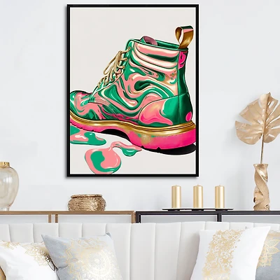Pink And Green Art Deco Army Shoes Wall