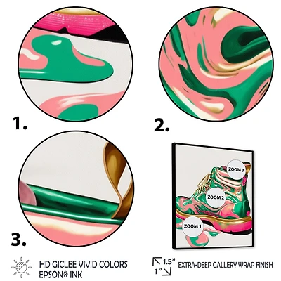 Pink And Green Art Deco Army Shoes Wall