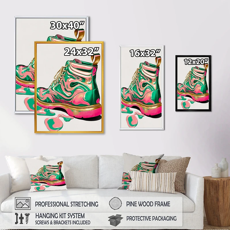 Pink And Green Art Deco Army Shoes Wall