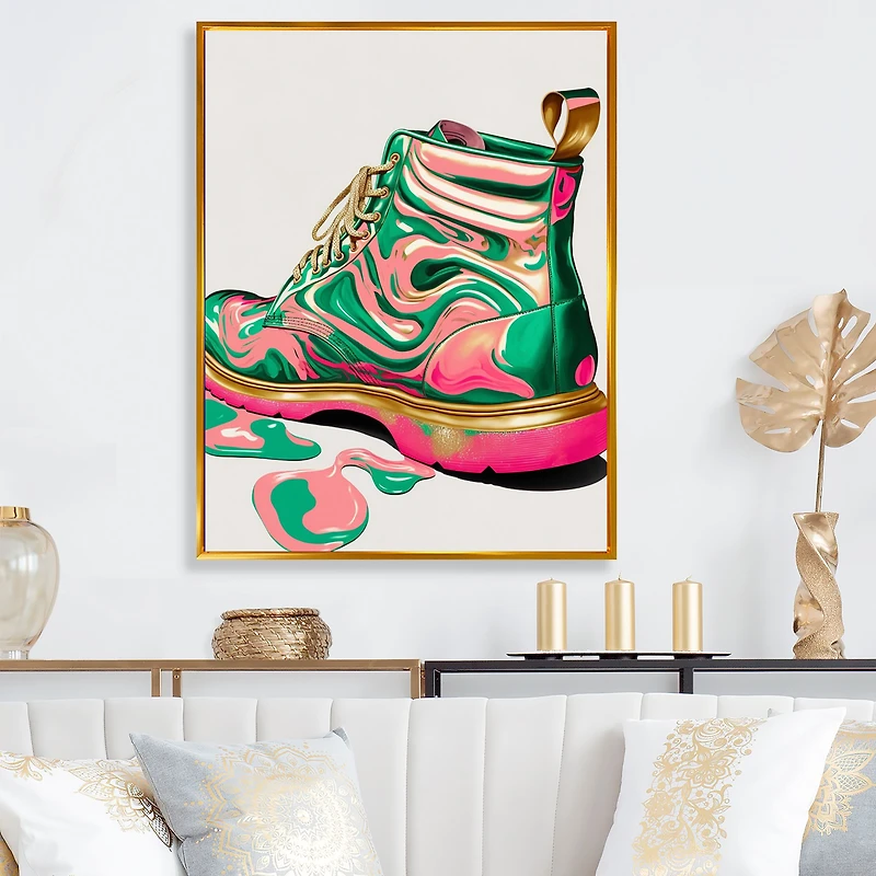 Pink And Green Art Deco Army Shoes Wall