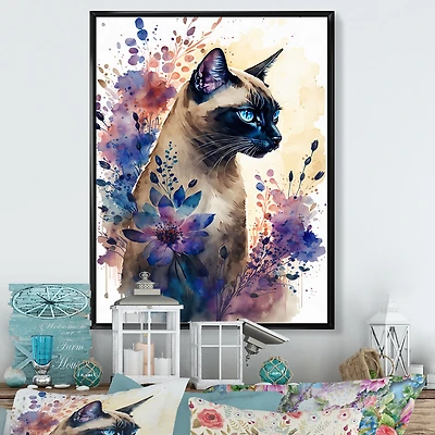 Cute Siamese Floral Art I Wall