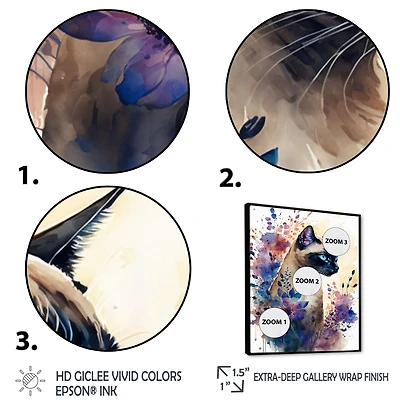 Cute Siamese Floral Art I Wall